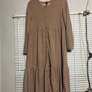 Elegant Tan Long Sleeve Dress